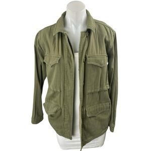 Topshop Women's Green Khaki Button Down Long Sleeve Cargo Military Jacket Size 2